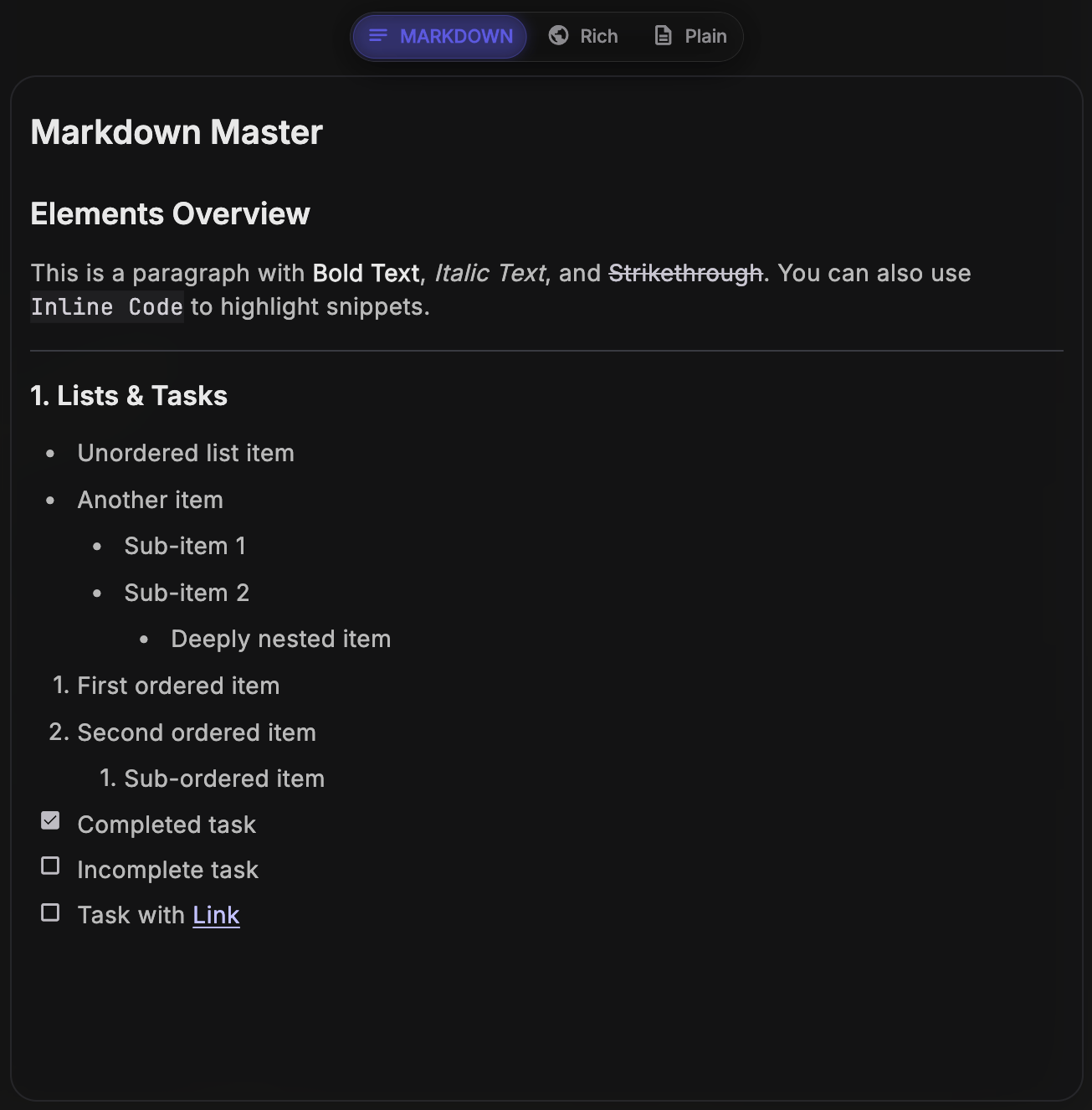 ClipaX Markdown preview example