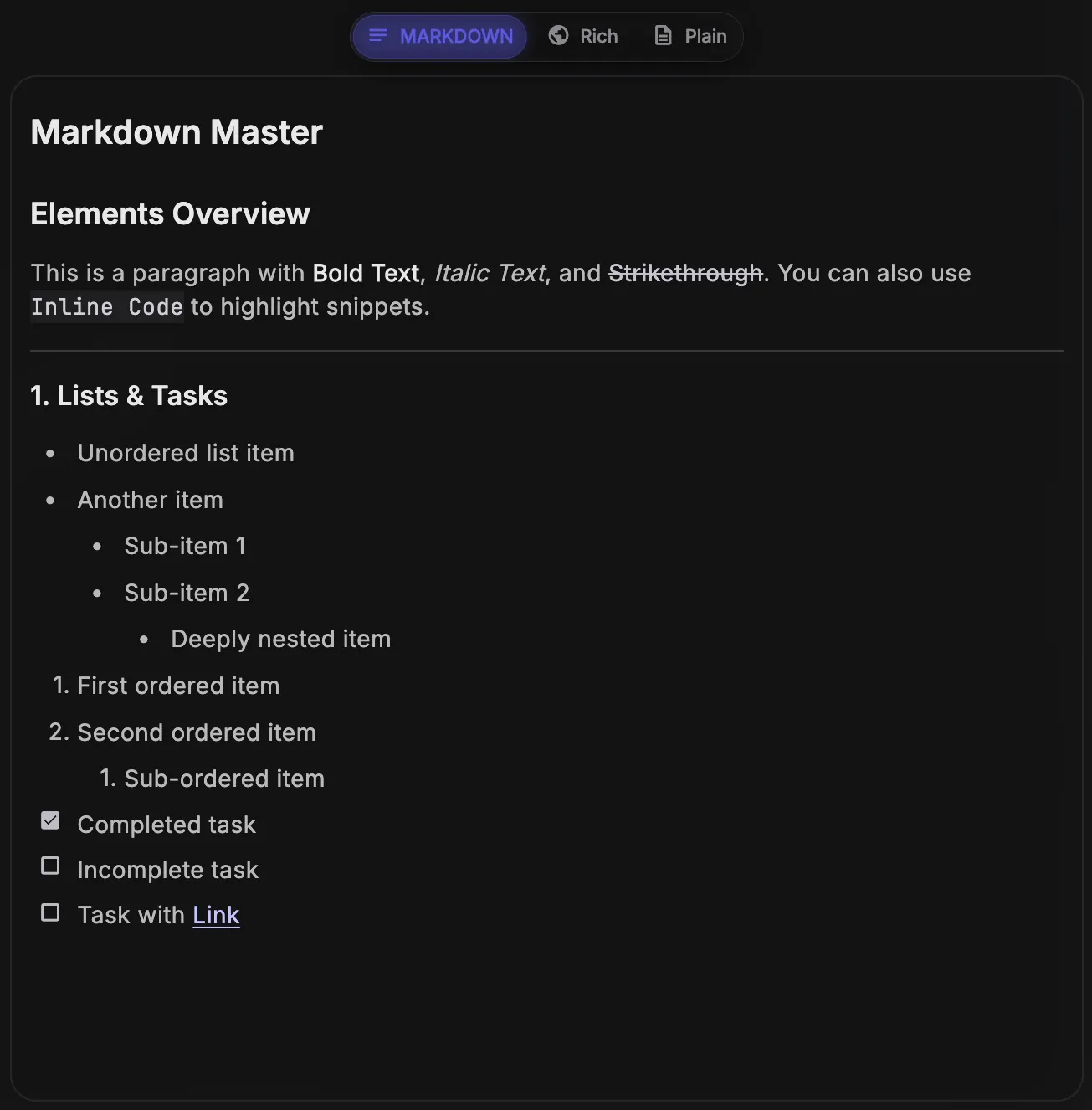 ClipaX Markdown preview example