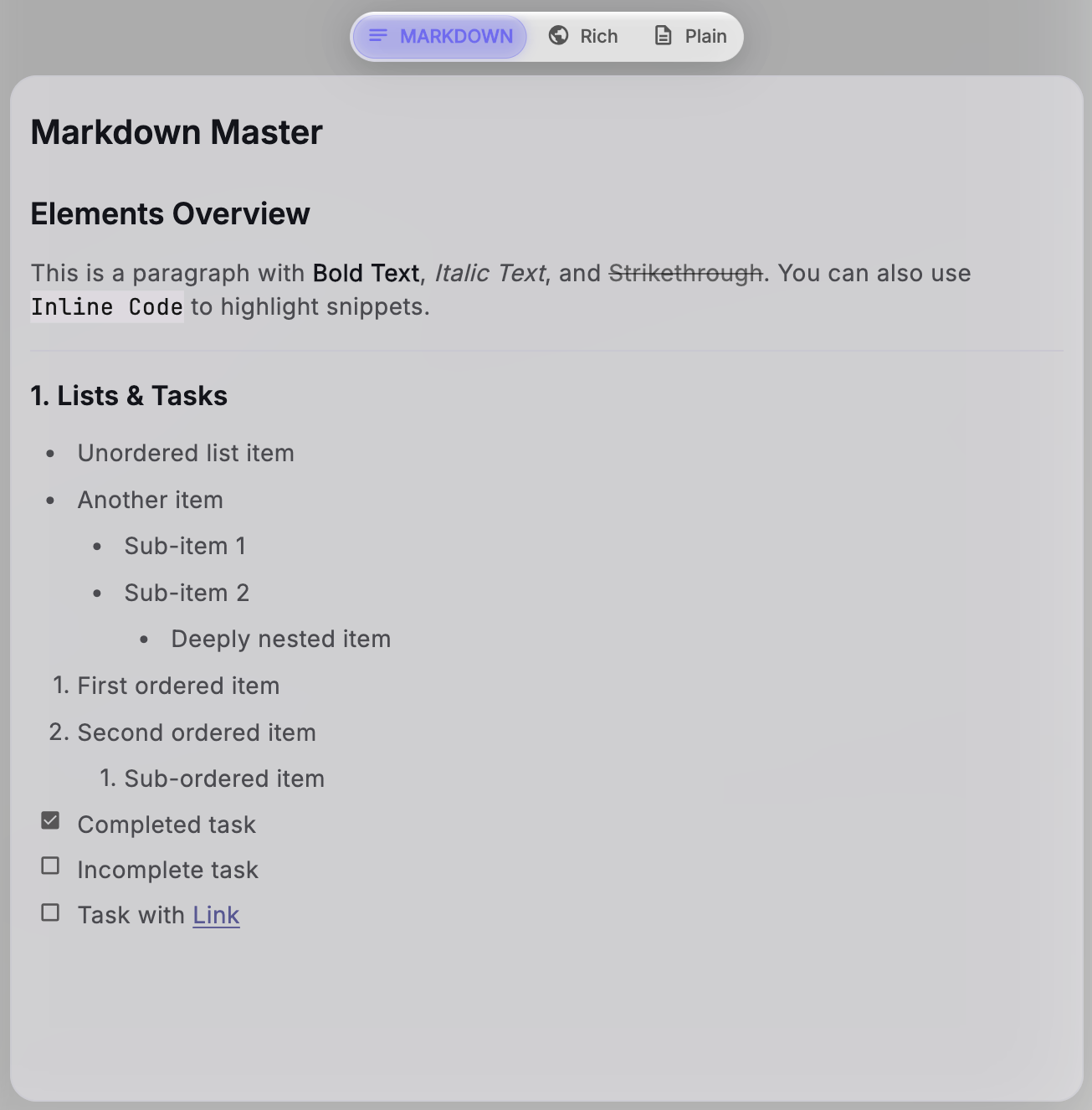 ClipaX Markdown preview example