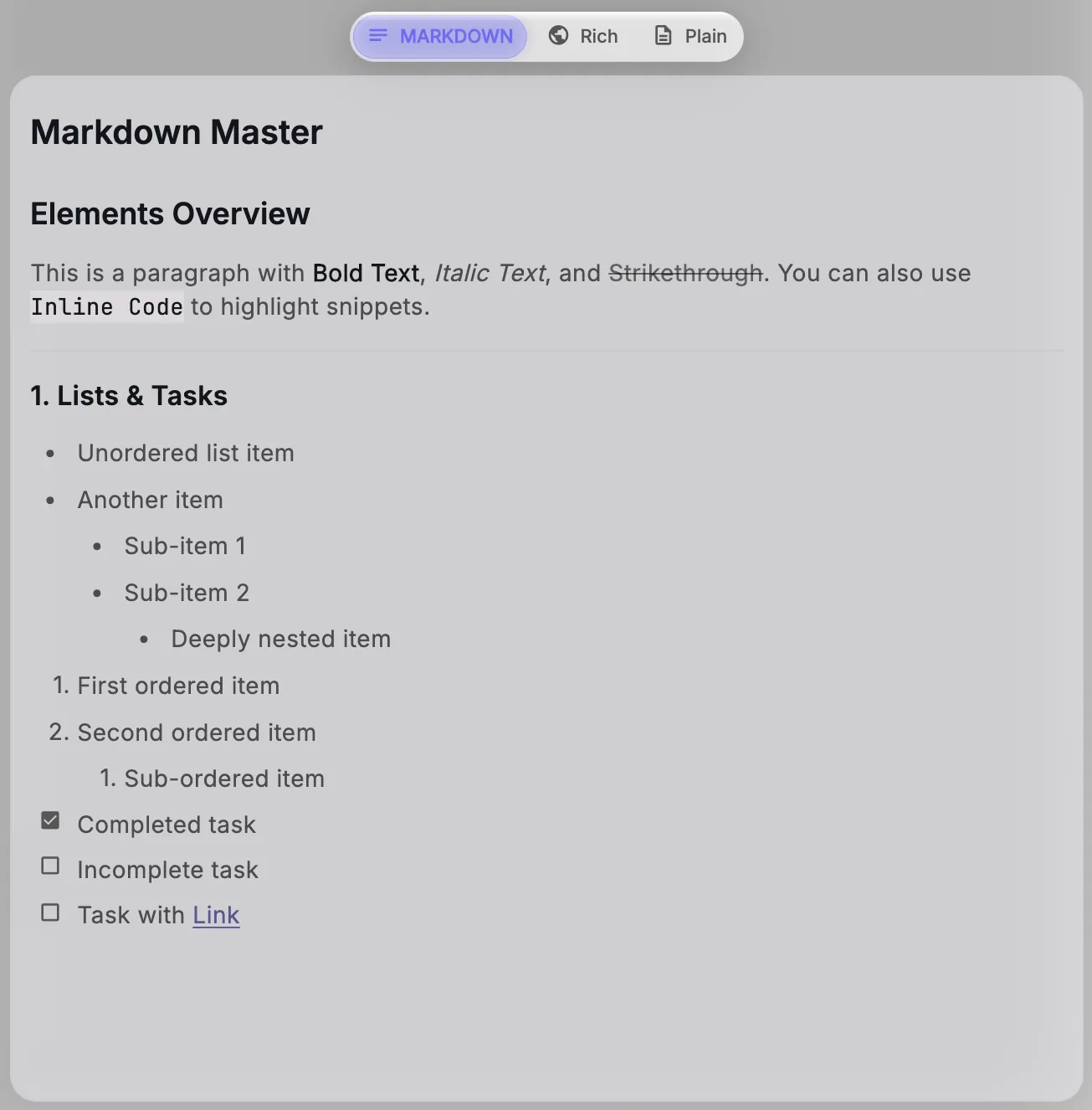 ClipaX Markdown preview example